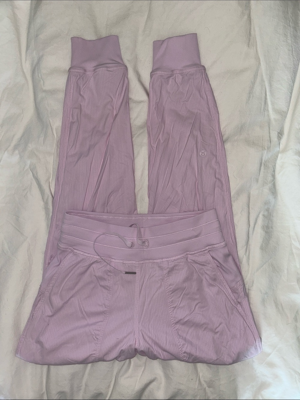 lululemon athletica Ballerina Pink Ribbed Joggers with High Waist/Lined